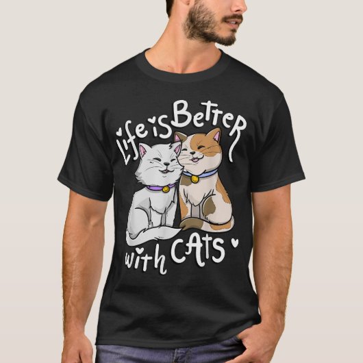猫で猫好きしたバレンタインさん Tシャツ (正面)
