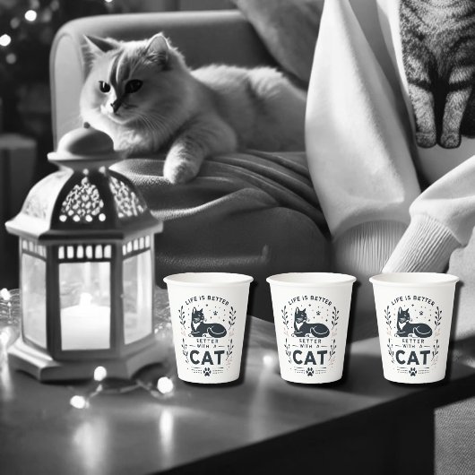 猫といると人生がもっと楽しくなる 紙コップ