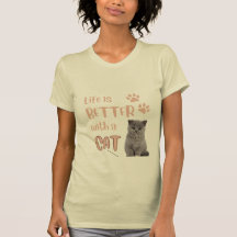 猫といると人生はもっと楽しい Tシャツ