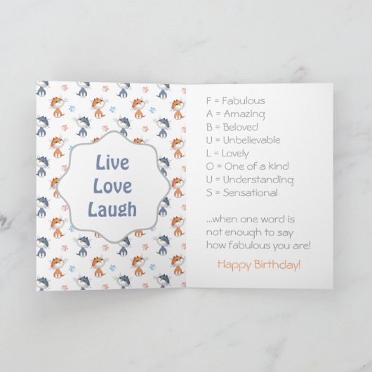 猫とおもしろいかわいい蝶の柄 カード (内部)