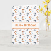 猫とおもしろいかわいい蝶の柄 カード (黄色い花)