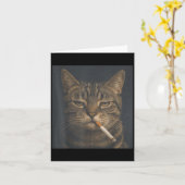 猫とおもしろいたばこ皮肉ミーム喫煙Ca カード (黄色い花)