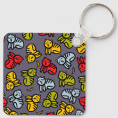 猫とおもしろいひっくり返した花ポット キーホルダー (裏面)