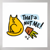 猫とおもしろいひっくり返した花ポット ポスター (正面)