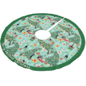 猫とおもしろいクリスマスツリー ブラッシュドポリエステルツリースカート (アングル)