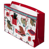 猫とおもしろいクリスマスボックスホワイトカスタム ラージペーパーバッグ (裏面アングル)