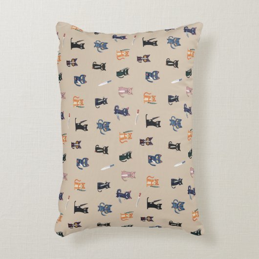 猫とお洒落ナイフのアクセント枕 アクセントクッション (正面(垂直))