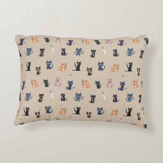 猫とお洒落ナイフのアクセント枕 アクセントクッション (裏面)