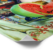 猫とお茶を飲む女性 ポスター (角)