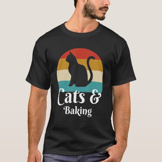 猫とお菓子作りのパン屋さん Tシャツ (正面)