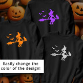 猫とこうもりのハロウィーンの箒の上の魔女 スウェットシャツ