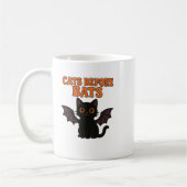 猫とこうもりハロウィンブラック コーヒーマグカップ (左)