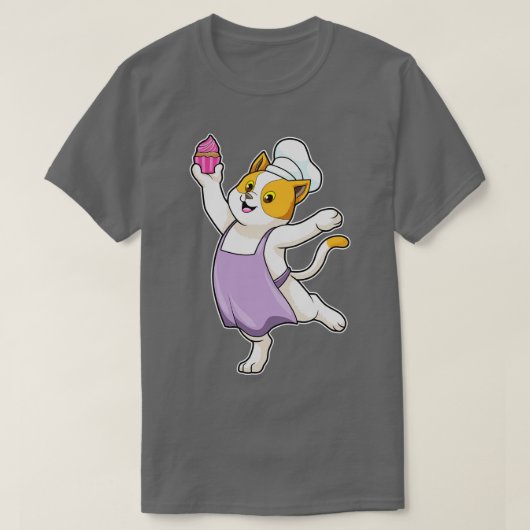 猫としての調理師と料理エプロンマフィン Tシャツ (デザイン正面)