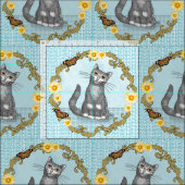 猫とねずみ ファブリック (タイル)