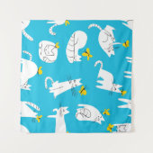 猫とのシームレスおもしろいなパタ遊ーンとお尻 タペストリー (正面(横))