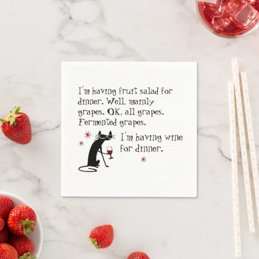 猫とのディナーおもしろいワイン引用文 スタンダードカクテルナプキン (インサイチュ)