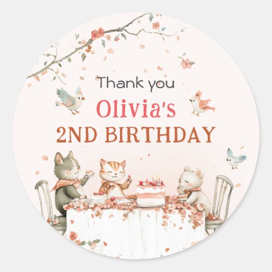 猫とのパーティー ラウンドシール (正面)