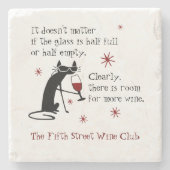 猫とのワインおもしろい引用文の場 ストーンコースター (正面)