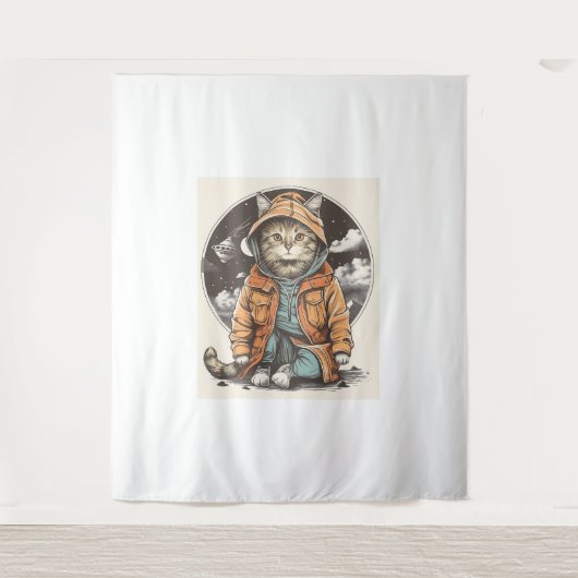 猫との出会い タペストリー (正面)