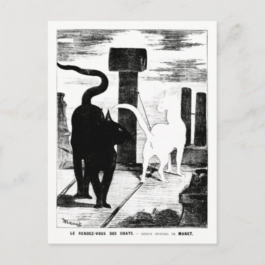 猫との出会い – Eduard Manet - Cat Art ポストカード (正面)