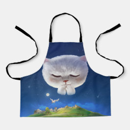 猫との夢のような夜空 エプロン