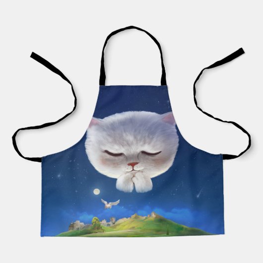 猫との夢のような夜空 エプロン (正面)
