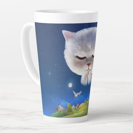 猫との夢のような夜空 カフェラテマグ (左アングル)