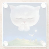 猫との夢のような夜空 ガラスコースター (裏面)