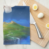 猫との夢のような夜空 キッチンタオル (四つ折り)