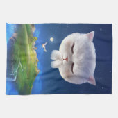 猫との夢のような夜空 キッチンタオル (横)