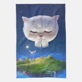 猫との夢のような夜空 キッチンタオル
