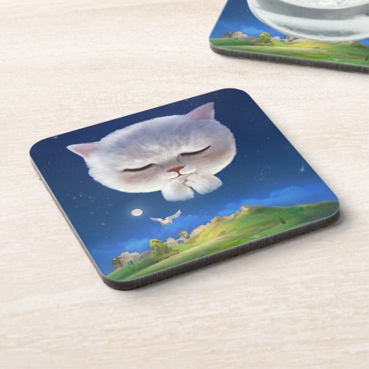 猫との夢のような夜空 コースター (左側)