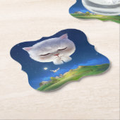 猫との夢のような夜空 ペーパーコースター (アングル)