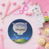 猫との夢のような夜空 ペーパープレート (パーティー)