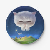 猫との夢のような夜空 ペーパープレート (正面)