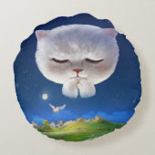 猫との夢のような夜空 ラウンドクッション (裏面)
