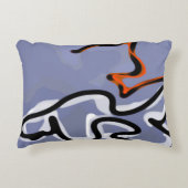 猫との姿:抽象芸術ブルー、オレンジ、B&W アクセントクッション (正面)