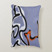 猫との姿:抽象芸術ブルー、オレンジ、B&W アクセントクッション (裏面(縦))