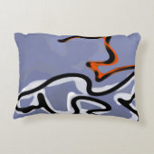 猫との姿:抽象芸術ブルー、オレンジ、B&W アクセントクッション (裏面)
