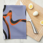 猫との姿:抽象芸術ブルー、オレンジ、B&W キッチンタオル (四つ折り)