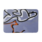 猫との姿:抽象芸術ブルー、オレンジ、B&W バスマット (正面)