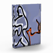 猫との姿:抽象芸術ブルー、オレンジ、B&W フォトブロック (左)