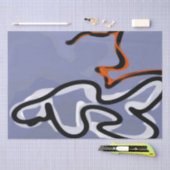 猫との姿:抽象芸術ブルー、オレンジ、B&W 薄葉紙 (クラフト)