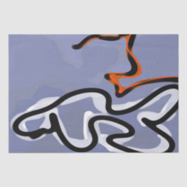 猫との姿:抽象芸術ブルー、オレンジ、B&W 薄葉紙