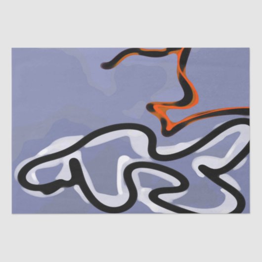 猫との姿:抽象芸術ブルー、オレンジ、B&W 薄葉紙 (正面)