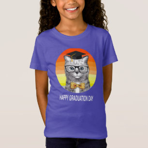 猫との幸せな卒業の帽子 Tシャツ