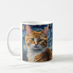 猫との星空のナイトアート コーヒーマグカップ