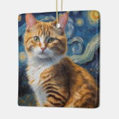 猫との星空のナイトアート セラミックオーナメント (左)