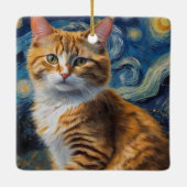 猫との星空のナイトアート セラミックオーナメント (裏面)