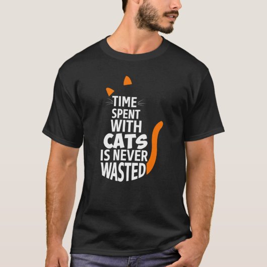 猫との時間は無駄な時間ではない 猫 Tシャツ (正面)